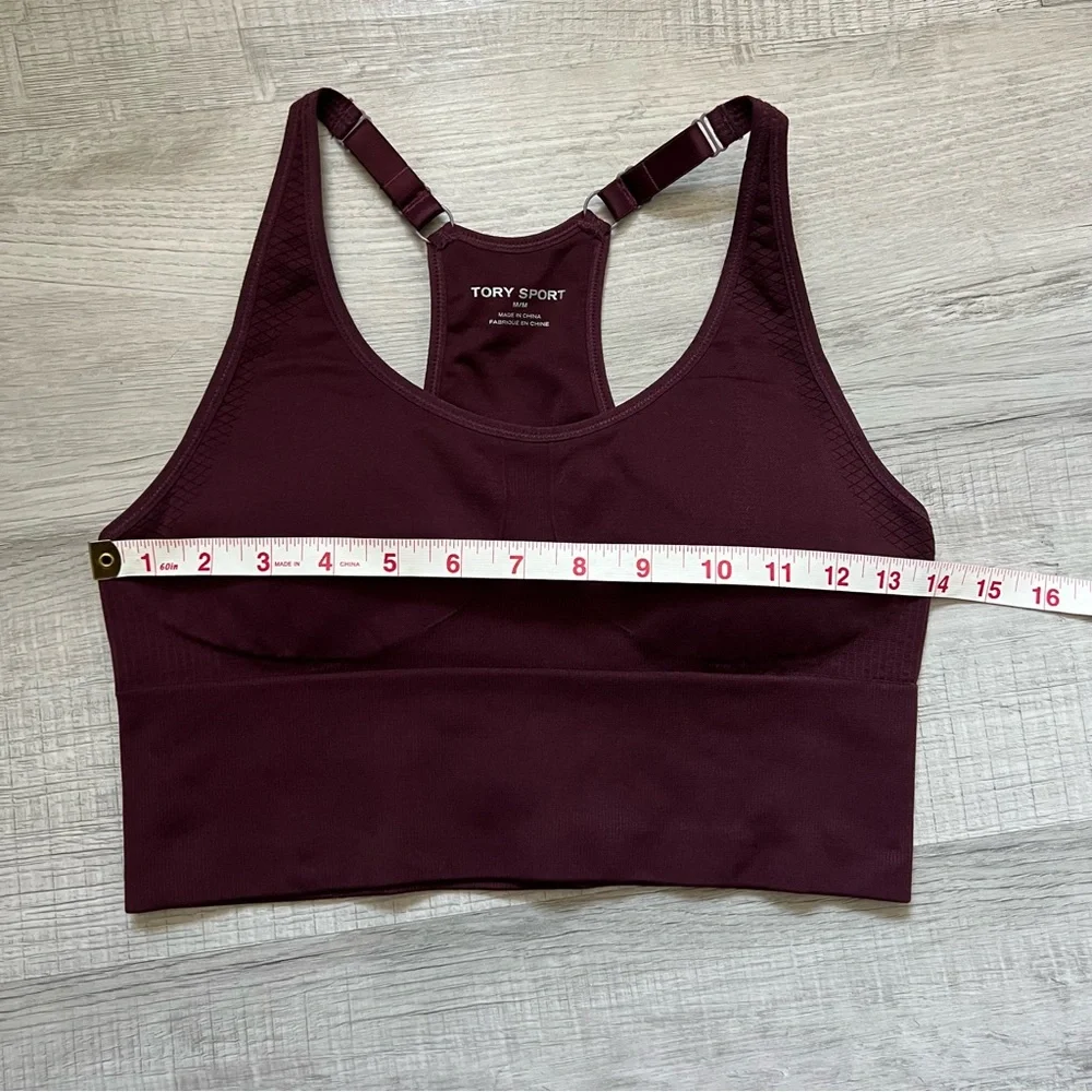 TORY BURCH Seamless Adjustable Long Bra - Winetasting Burgundy Medium
